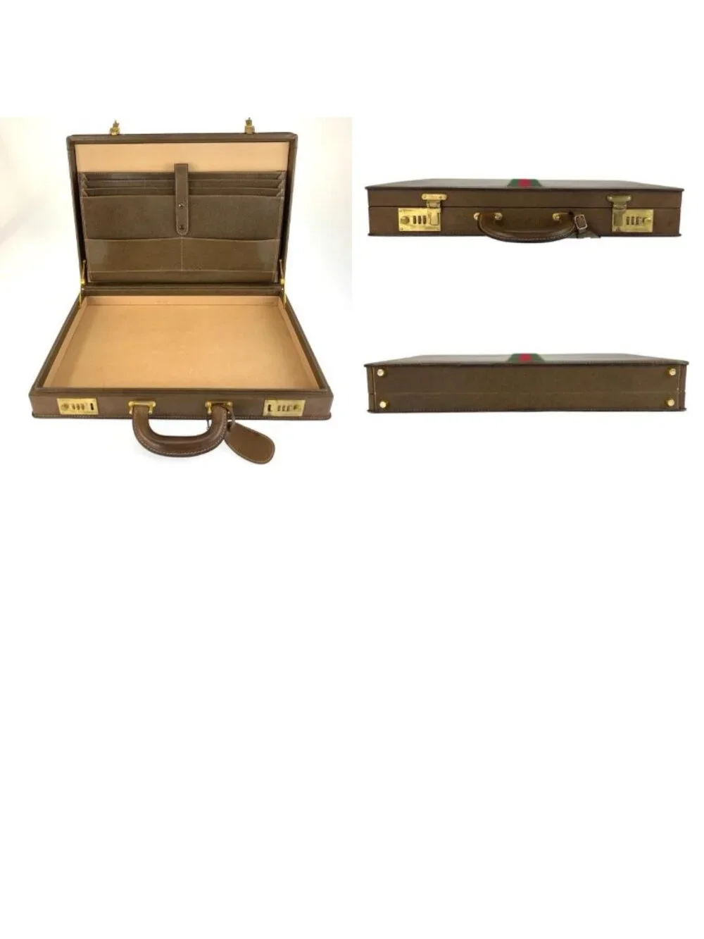 Gucci Vintage Sherry Line Brown Leather 20 Briefcase Attache Case